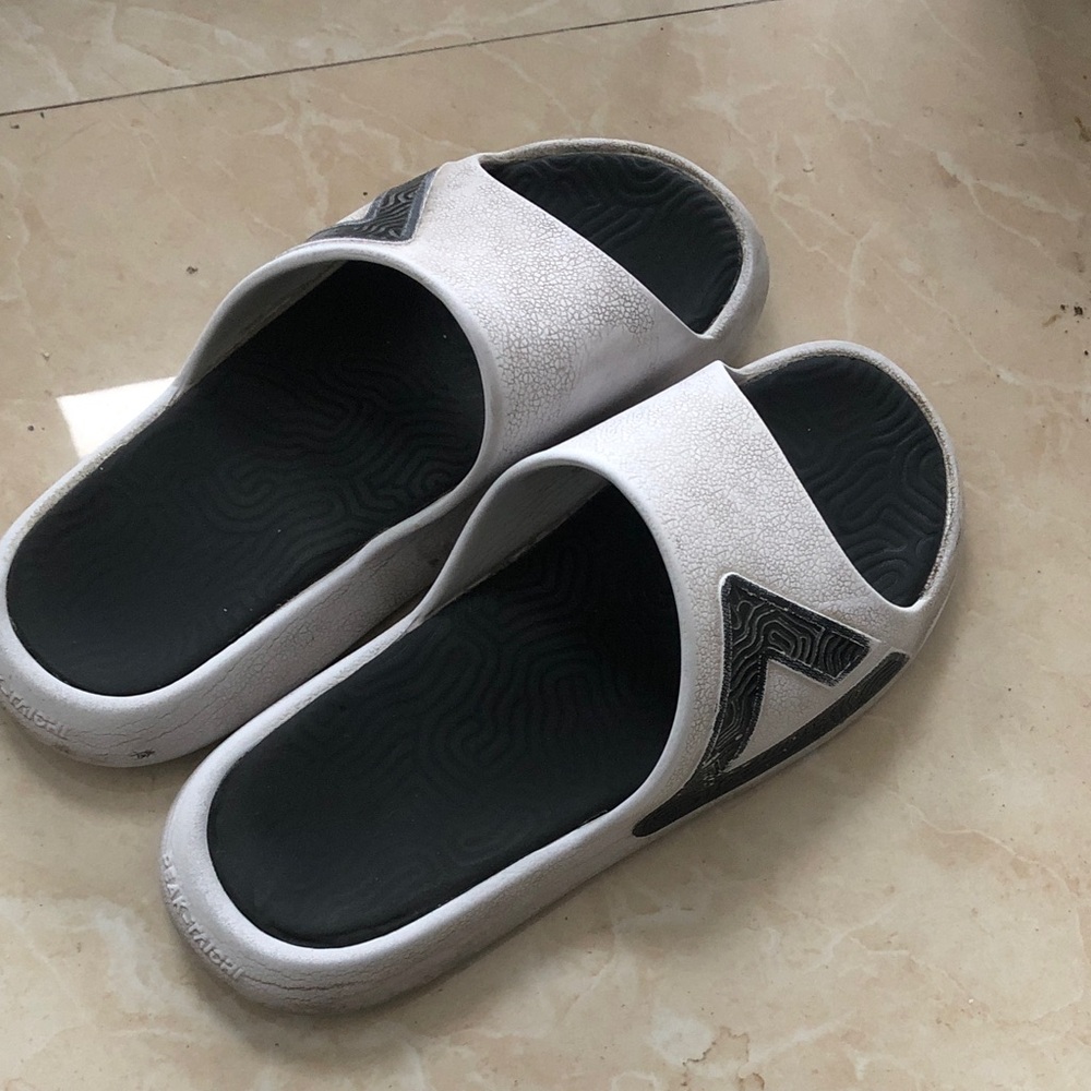 White and Black Slide Sandals